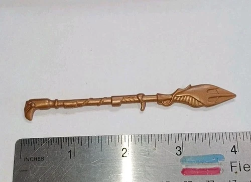 Vintage Action Figure Spear Staff Weapon Accessory 4" Bronze He-Man MOTU Style