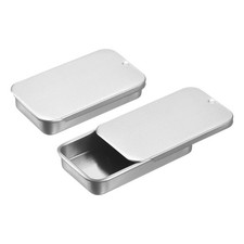 16 Pcs 2.4"x1.3"x0.4" Frosted Silver Metal Tin Box Container Slide Top Tin Box