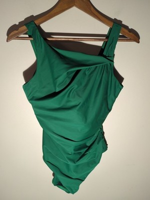 Miraclesuit Rock Solid Underwire Twisted Green One Piece Swimsuit 14 Slimming