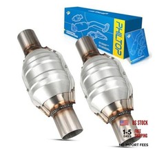 2pcs High FLow Stainless Steel Catalytic Converter Fit For 2.25" Universal