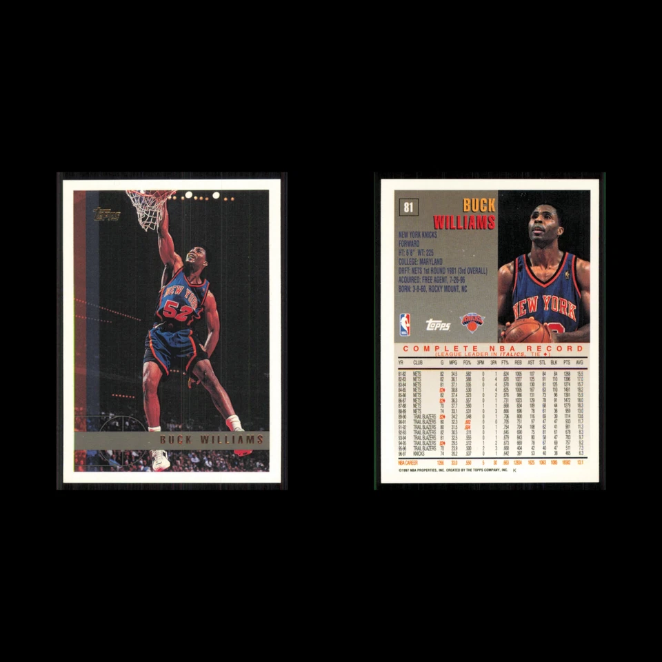 Tarjeta de baloncesto Buck Williams #81 1997 Topps New York Knicks NBA casi nueva Foto 3 de 3