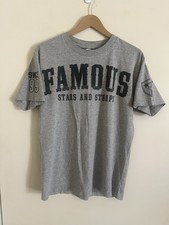 Vintage Y2K Famous Stars and Straps Gray T Shirt Size M