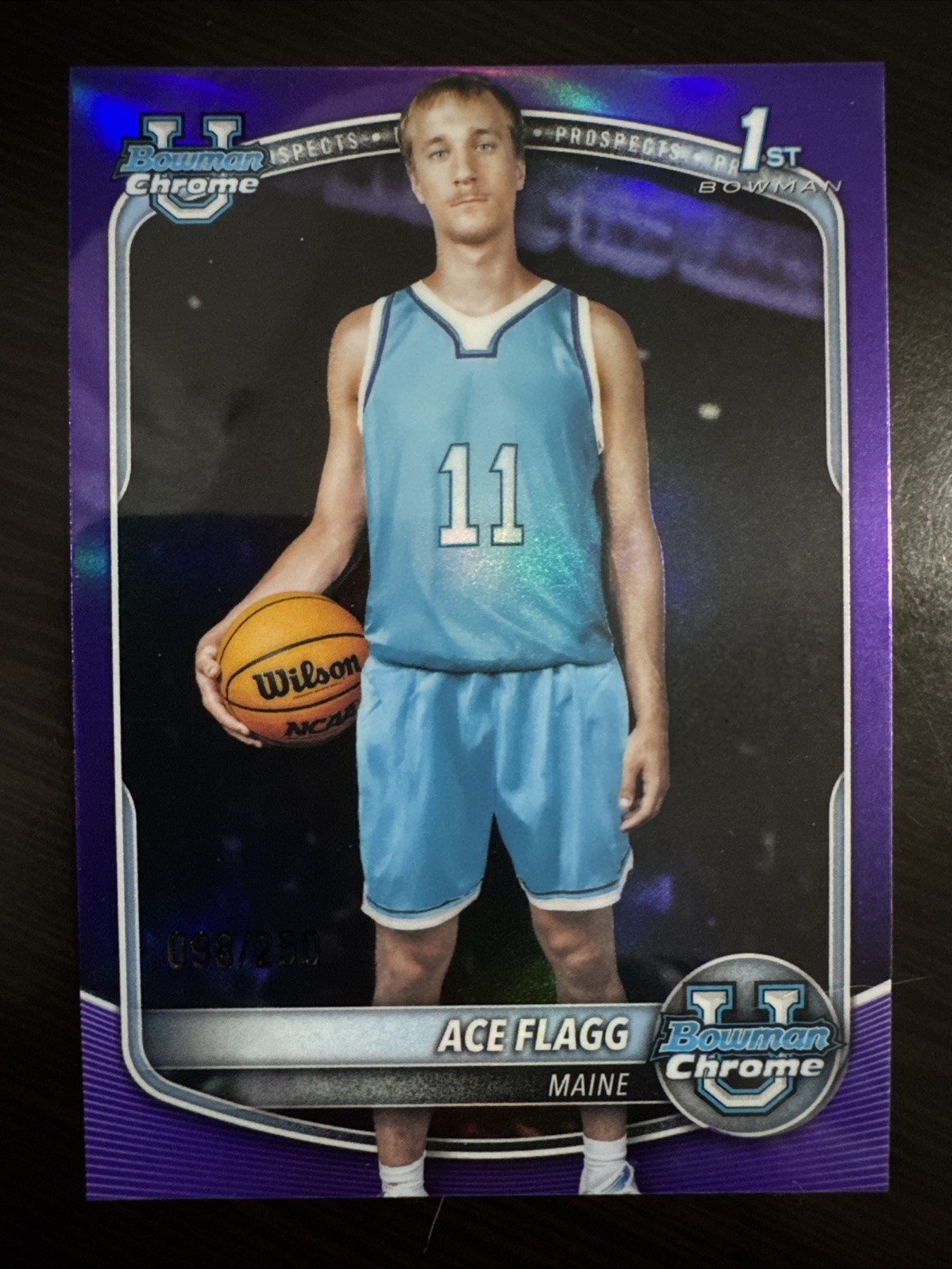 2025-26 Bowman Chrome Ace Flagg Purple Refractor /250 1st Bowman Maine