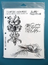 Stampers Anonymous Stamp Set Fancy Flourish CMS005 By Tim Holtz 3 Piece New