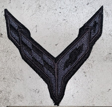 CUSTOM BIG 4" Embroidered Like Corvette C8 Patch Iron On and/or Sew On BLACKOUT