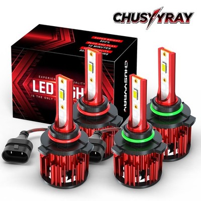 9005 9006 LED Headlights Kit Combo Bulbs 12/24V High Low Beam Super White Bright