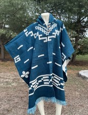 Exclusively Handcrafted ALPACA PONCHO, Clint Eastwood, Light Blue, Soft And Warm