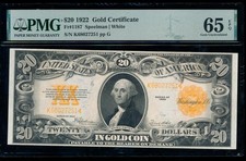 AC Fr 1187 1922 $20 Gold Certificate PMG 65 EPQ