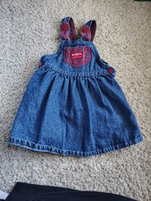 Vintage 90s Oshkosh B gosh Apple Denim Skirtall Overall Dress Girls 3T USA Made