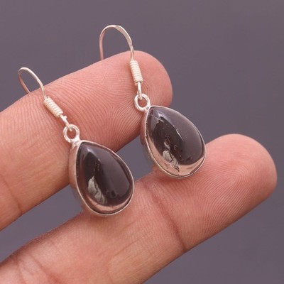 Rauchquarz Edelstein 925 Sterling Silber Handarbeit Ohrring Schmuck Geschenk für