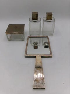 Vintage Asprey London Hallmarked Sterling Silver 4pc Dressing Table Vanity Set