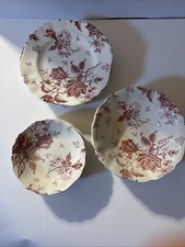 Vtg Set 16 English Staffordshire Tudor Roses J&G Meaking England Dishes Pls Read