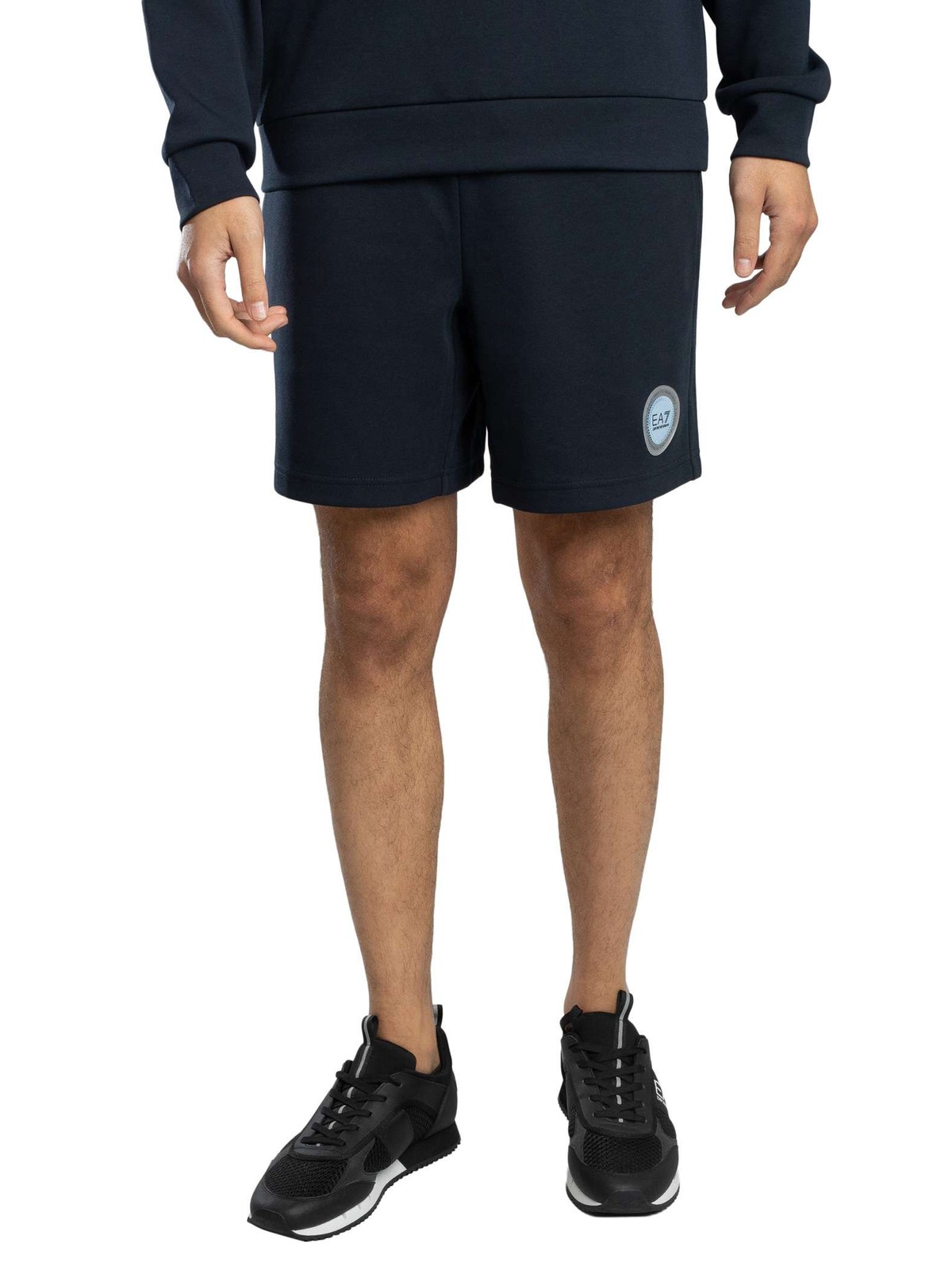 EA7 Badge Logo Sweat Shorts, Blue - M