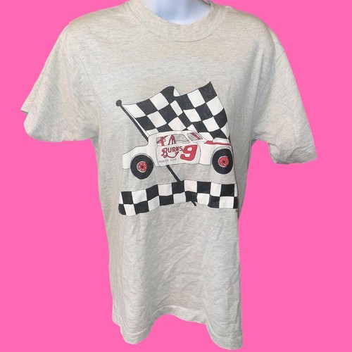 vintage "Burns Funeral Home" sponsorship 1970s and 80s stock car racing tee