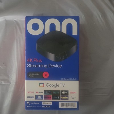 onn. 4K Plus Streaming Box Google TV 16GB Voice Remote Dolby Vision Atmos