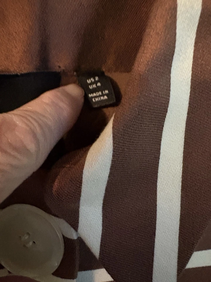 CARLISLE Jacket Size 2 Silk Cotton Brown Striped Button - Image 4 of 4
