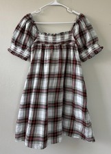 American Eagle Women’s Size Medium Dress Plaid Babydoll Smocked Puff Sleeve
