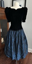 VTG Scott McClintock Velvet w/ Blue Taffeta Tulle Formal Dress Size 10