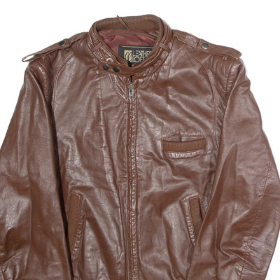 LEATHER LOFT Mens Motorcycle Jacket Brown Leather M UK