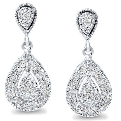 1/2 ct Ohrhänger Diamant in Birnenform 10 Karat Weißgold