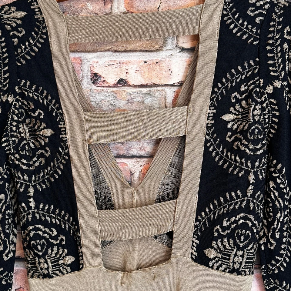 Vestido para mujer Arden B talla M negro dorado funda por encima de la rodilla manga larga poliéster Foto 3 de 4