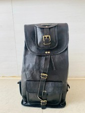 Men's Vintage Genuine Leather Backpack Black Laptop Travel Rucksack Bag