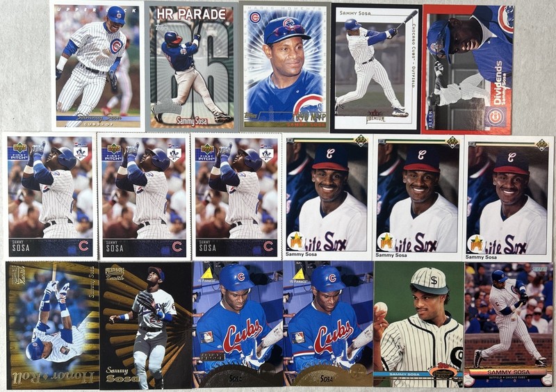 Sammy Sosa 17 Card Lot Topps Pinnacle Upper Deck Inserts Chicago Cubs White Sox