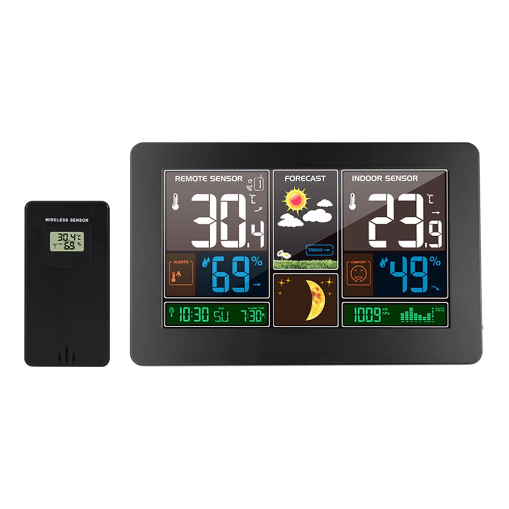 Digital LCD Weather Station Clock Indoor & Outdoor Calendar Thermometer Wireless