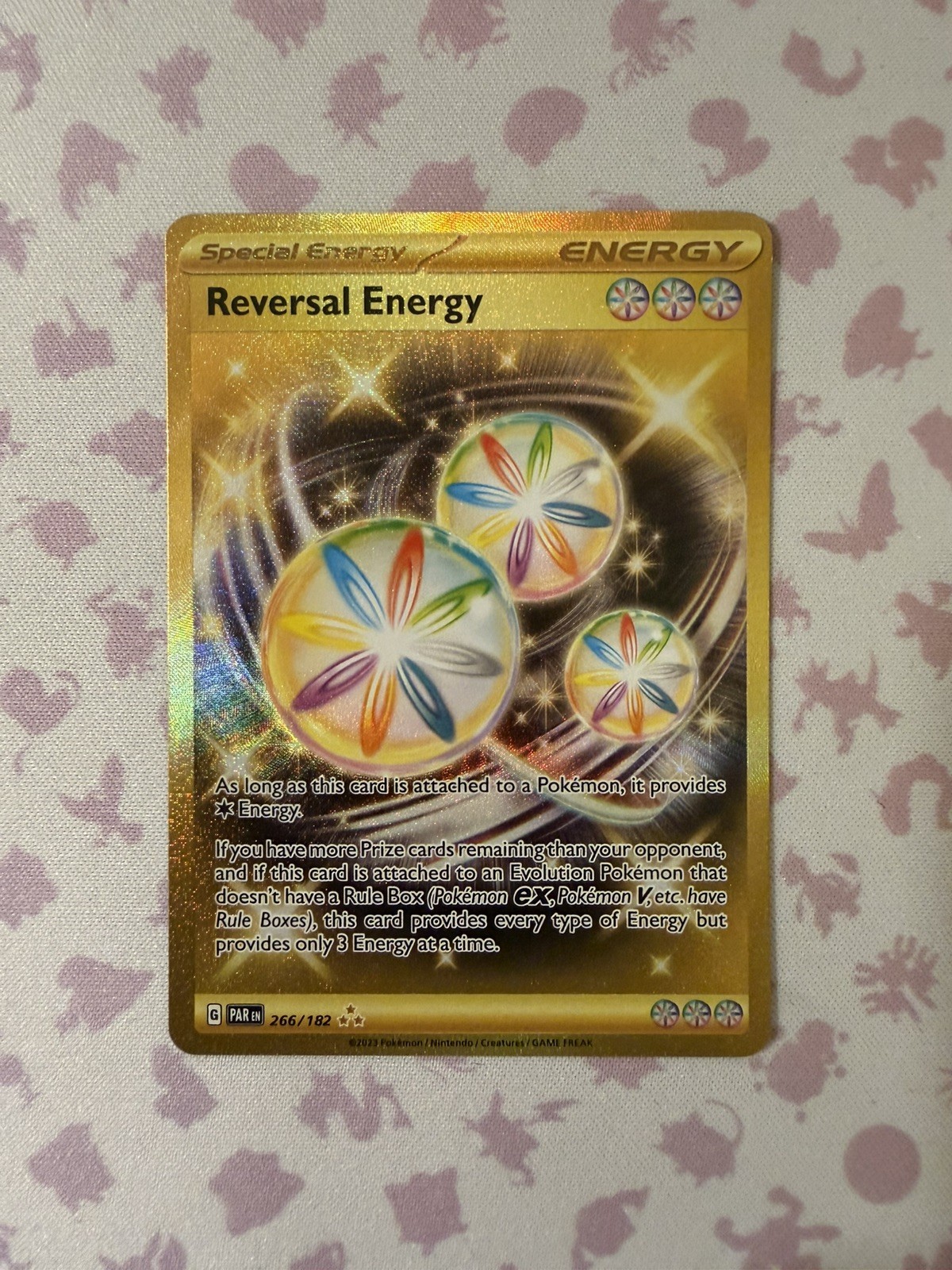 Pokémon Cards Reversal Energy 266/182 Gold Secret Rare Paradox Rift - (NM)