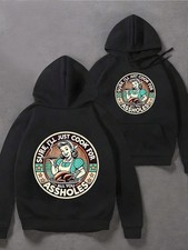 Men'S Casual 360g Hoodie with Double-Sided Print, Kangaroo Pocket  Drawstring -