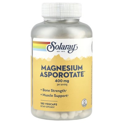 2 X Solaray, Magnesium Asporotate, 400 mg, 180 VegCaps (200 mg per Capsule)