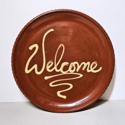 Vintage Gris Pottery Dundee IL Redware Welcome Plate