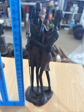 Carved Vintage African Couple Tribal And Spear Figure Ornament Art