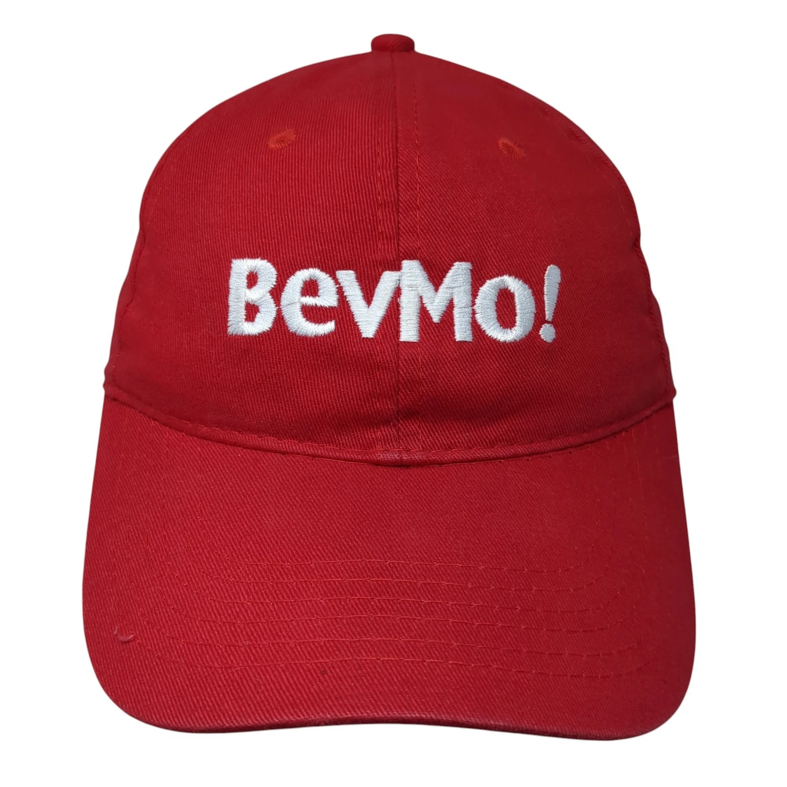 BevMo! Slideback Hat Red One Size Adjustable Embroidered Apollo Outdoor