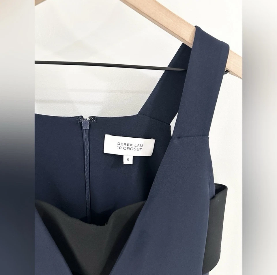Vestido Vaina Derek Lam 10 Crosby Frontal Dividido Azul Marino Talla 6 Foto 4 de 4