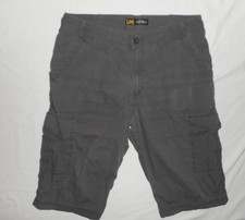 LEE LONGER LENGTH MESSENGER STYLE SHORTS - MENS 34 - GRAY - STRETCH COTTON