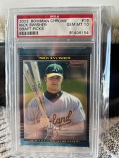 2002 Bowman Chrome Nick Swisher Oakland Athletics Draft Picks #16 PSA 10