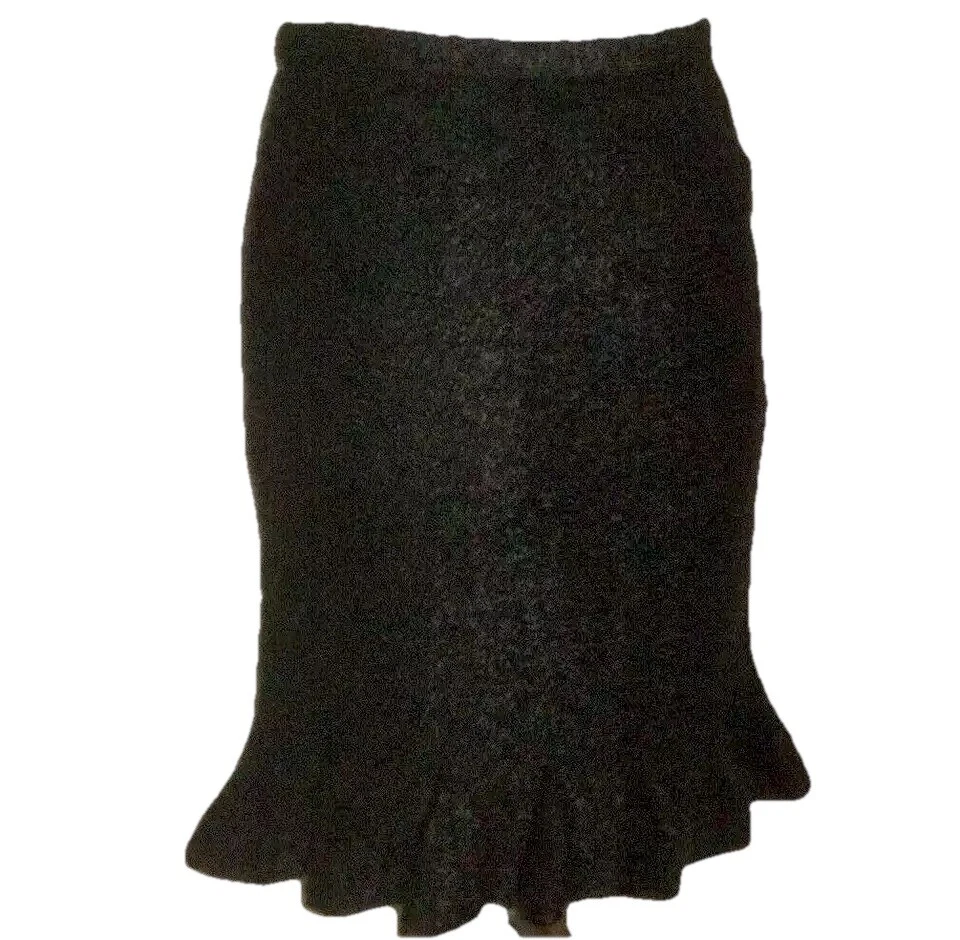 DKNY Mohair & Wool Flared Black Pencil Skirt Sz 4 Fits 6-8 Fully Lined