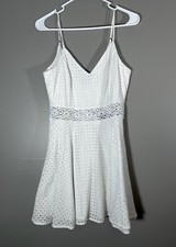 TRAC White Lace Flared Sleeveless Tank Mini Dress Short Summer Sundress - Size M