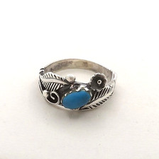 Sterling Silver Turquoise Floral Leaf Ring Native American Southwestern