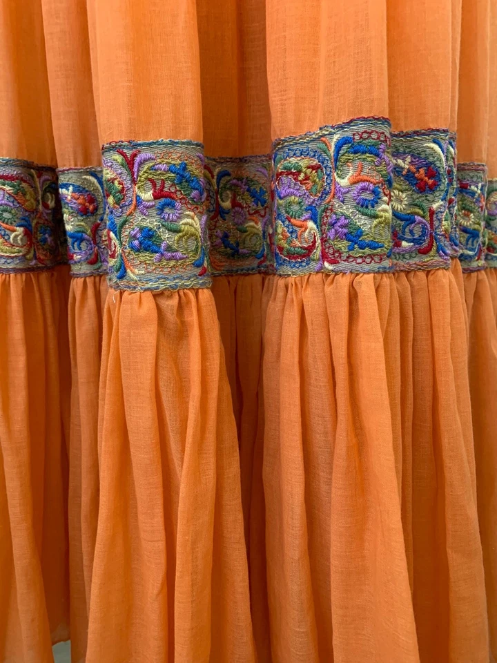 Vestido Vintage Beverly Paige Naranja Años 60-70 Hippie Boho Gitano Cottagecore Maxi Foto 4 de 4