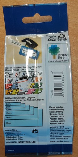 TAPE CASSETTES LAMINATED 12MM BLACK ON WHITE TAPE TZe-231 NEW SEALED - Picture 2 of 2