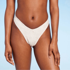 Wild Fable XL 16 Cream Pointelle V-Front Extra Cheeky High Leg Bikini Bottom