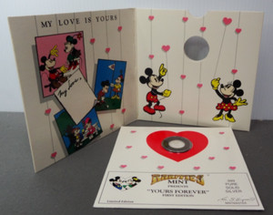 1988 Rarities Mint Disney "Yours Forever" First Edition Silver 1/10 OZ .999 Coin