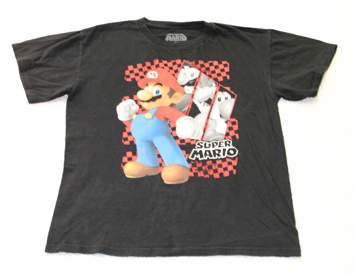 Super Mario Browser Yoshi T-Shirt Boys XL Black Short Sleeve Super