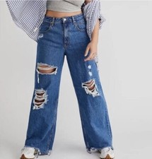 Free People Free People Lovely Blue CRVY Destructed Straight Leg Jeans Size 27