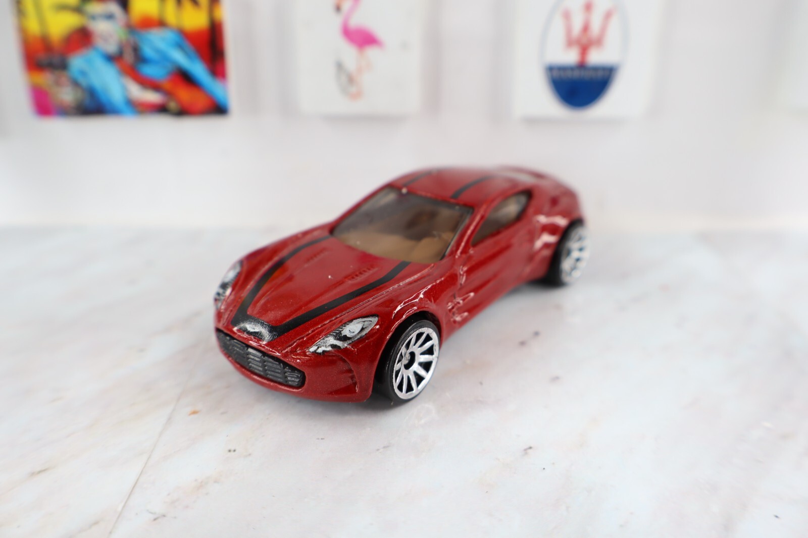 ✅ Aston Martin One-77 Hot Wheels 2023 Motor Show Series Red 10SP Rims 1:64 Loose
