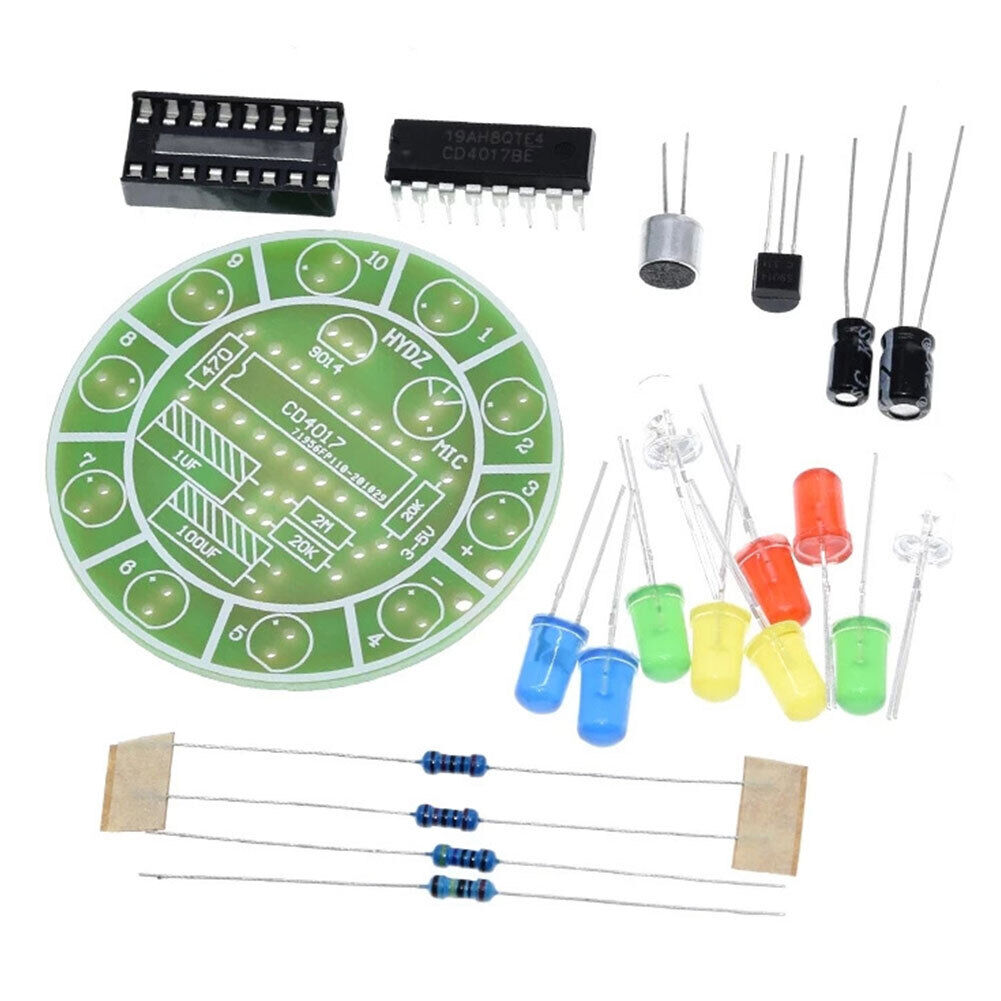 CD4017 Colorful Rotating Voice Control LED Light Kit Useful Student ...