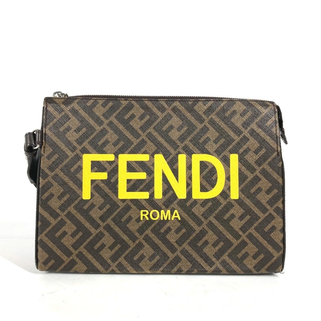 Fendi Logo 7Va564 Zucca Bag Second With Strap Clutch Leather