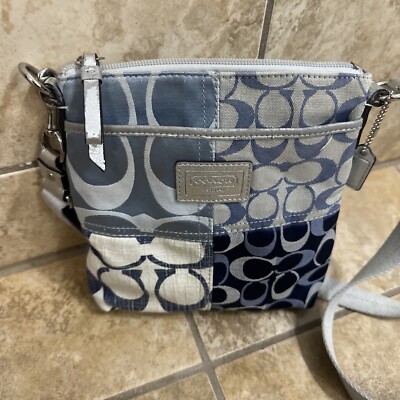 Coach Poppy Signature Denim Patchwork Leather Crossbody Shoulder